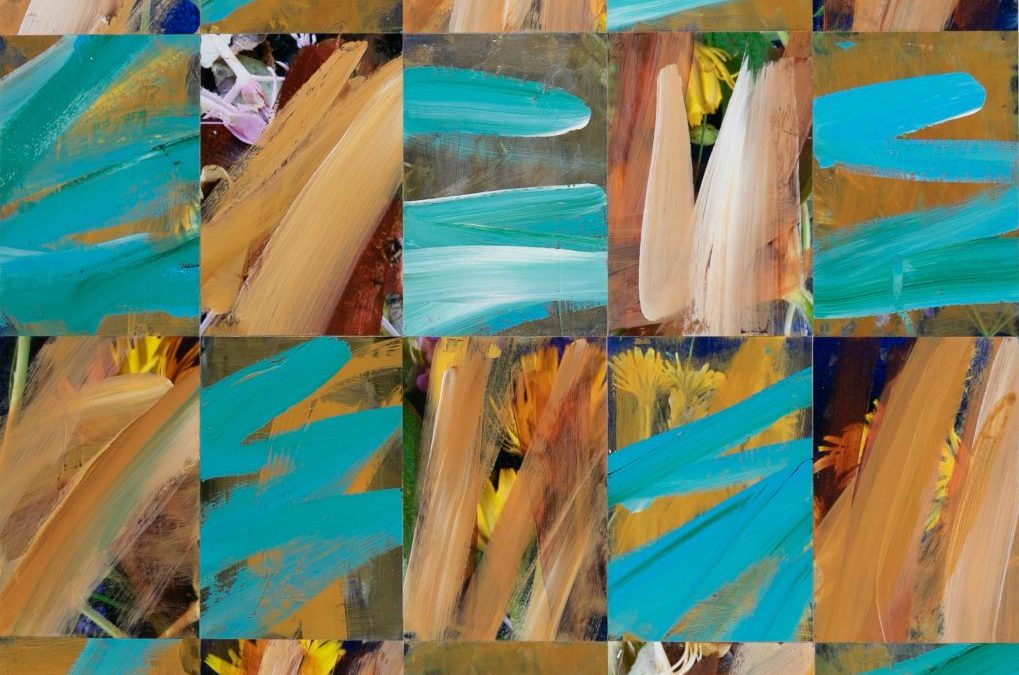 Flora with Blue, Green, Ochre and Metallics