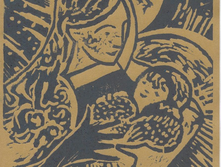Nativity. Silver on Ochre