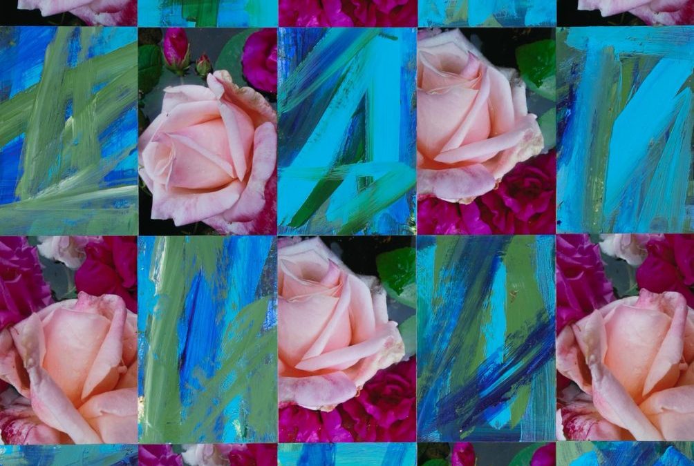 Roses with Cerulean, Cobalt Blue and Green