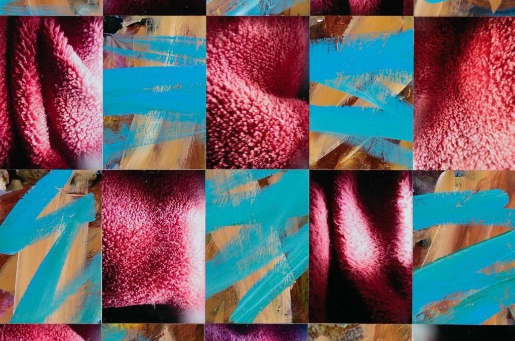 Textile with Cerulean Blue, Ochre and Metallics